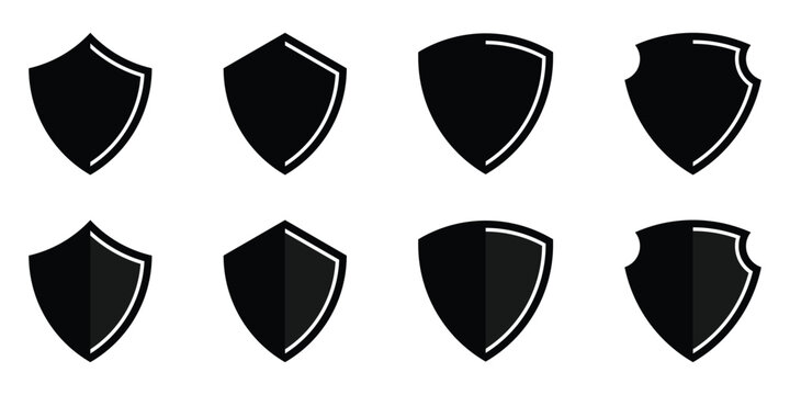 Shield icons set. Protection shield set. Protect signs collection vector illustration.