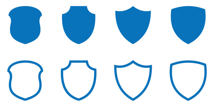 Flat Blue Shield Icon for Security and Safety Concepts.