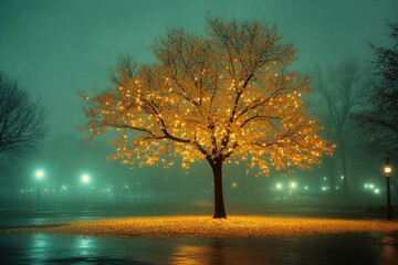 Wall Mural - Winter Trees At Night