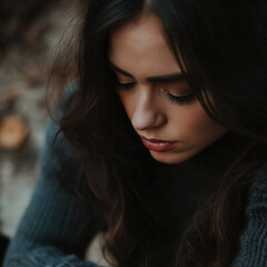 Poster - Woman Looking Down Isolated