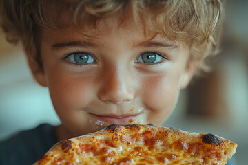 Canvas Print - Child Eating Pizza