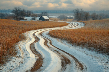 Wall Mural - Winter Road