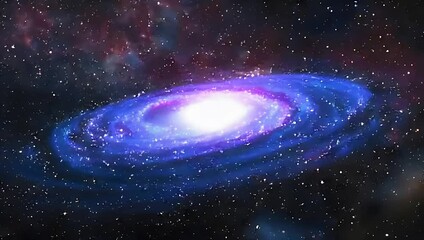 rotating spiral galaxy with glowing arms and sparkling stars in deep space