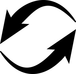  - two curved black arrows rotating clockwise create a circular shape, representing a continuous proces