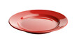 © kami - Bright red plate with a smooth finish, placed on a clean white background, showcasing its bold color and simple design