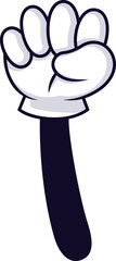 Poster - Cartoon hand wearing white gloves, displaying four fingers upwards with a dark sleeve, signaling, counting, or greeting in a cheerful and friendly manner