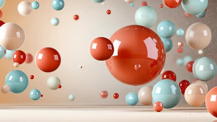 Poster - Spheres of various colors float gracefully in a softly illuminated environment, creating an engaging atmosphere