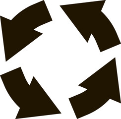 Poster - four black arrows rotating in a circular motion, representing a continuous cycle or process, embodyi