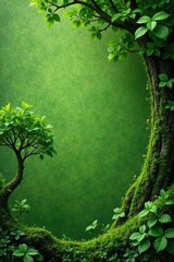 mossy forest foliage on olive green textured paper background , outdoors, green, natural