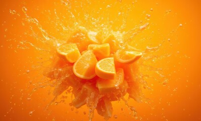 Wall Mural - Vibrant orange fruit splash