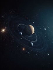Wall Mural - planetary system orbiting a star. ai.