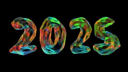 Poster - Number 2025 Animation For New Year Calendar Concept Isolated On Black Background