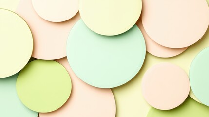 Poster - Abstract arrangement of overlapping pastel-colored circles creating a soft, layered effect