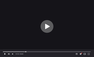 Fototapete - Video player window vector graphic element - multi media frame template mockup with user interface buttons on black background