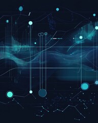 Aufkleber - Abstract digital data visualization with blue tones and flowing patterns, conveying technology and innovation.