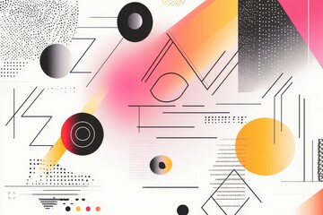 Poster - Abstract geometric design featuring black and vibrant colors, creating a modern art aesthetic.
