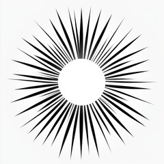 Poster - A striking black and white sunburst design with sharp rays radiating from a central circle, creating a bold visual effect.