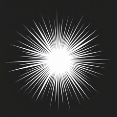 Poster - White sunburst explosion with radiant spikes emanating from a central bright core against a dark background.