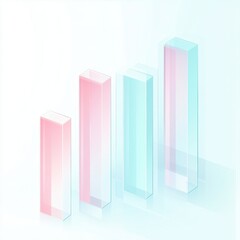 Poster - Abstract infographic depicting transparent bars in pink and blue hues, symbolizing data growth and progress.