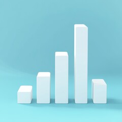 Poster - Minimalist white bar graph on a turquoise background, symbolizing growth and progress.