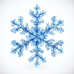 Poster - A beautifully intricate snowflake design showcasing various shades of blue against a soft white background.