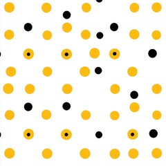 Poster - Vibrant polka dots in yellow and black on a clean white background, offering a playful design element.