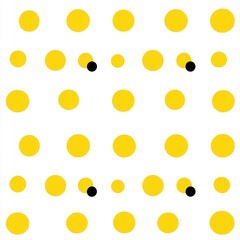 Poster - A playful pattern featuring vibrant yellow circles on a clean white background, creating a cheerful mood.