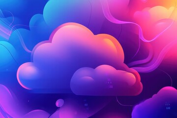 Poster - Colorful abstract clouds with vibrant hues of pink and blue, creating a dreamy and ethereal atmosphere.