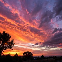 Wall Mural - sunset in the mountains