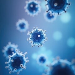 Aufkleber - Microscopic view of viruses 3D render