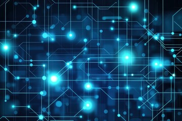 Poster - Abstract digital technology background with glowing blue circuit patterns.