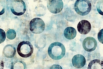 Poster - Abstract design featuring various blue and black circles on a textured background.