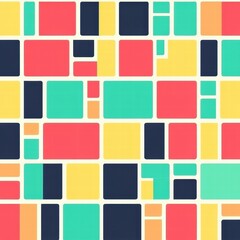 Fototapete - Pixel art inspired seamless pattern featuring vibrant colors and geometric shapes in a modern design. Generative AI
