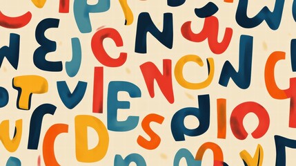 Aufkleber - Colorful playful pattern of stylized alphabet letters showcasing vibrant design and creativity for educational purposes. Generative AI