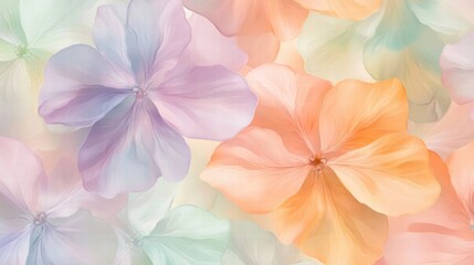 Poster - Floral pattern featuring delicate flowers in soft pastel hues creating a serene background design. Generative AI