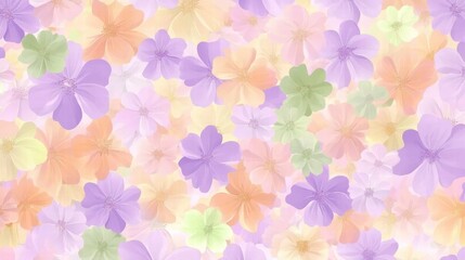 Aufkleber - Floral pattern with delicate flowers in pastel colors creating a serene and vibrant ambiance in any setting. Generative AI