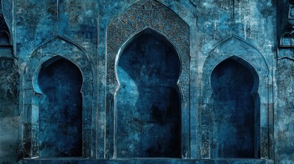 Details in the blue wall of a mosque