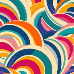 Aufkleber - Retro inspired colorful spirals in a vibrant 70s palette create a lively and playful design for modern decor. Generative AI
