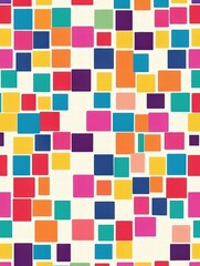 Aufkleber - Seamless pixel art pattern featuring colorful squares in vibrant arrangements on a light background. Generative AI