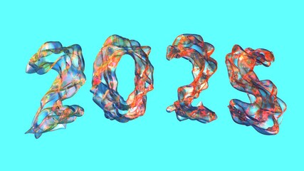 Poster - Number 2025 Animation For New Year Calendar Concept Isolated And Jumping On Blue Background
