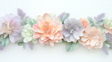Aufkleber - Delicate floral pattern featuring soft pastel colors ideal for home decor or crafting projects. Generative AI