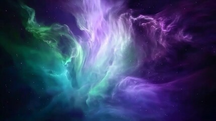 Wall Mural - The northern lights shimmer and undulate elegantly in the night sky, bands of green, purple and pink light dancing, swirling, pulsating in fluid, undulating patterns