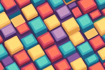 Aufkleber - Vibrant pixel art inspired seamless pattern of colorful squares and rectangles arranged in a geometric design. Generative AI