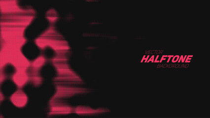 Poster - Abstract vector torn red halftone background. Scrathed dotted texture element.