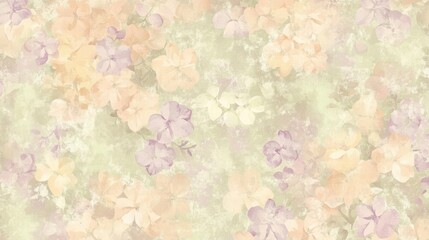 Poster - Delicate floral pattern featuring soft pastel colors and intricate flower designs creating a serene atmosphere in any setting. Generative AI