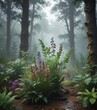 © Phennapha - Collection of exotic herbs in a misty forest setting,  green,  outdoor