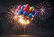 © Phennapha - Fireworks exploding in air with confetti and balloons,  explosive,  balloons