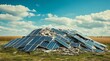 © zahidcreat0r - Pile of Broken and Old Solar Panels on the Ground