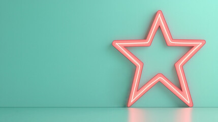 Poster - A stylish neon star against a soft turquoise background, creating a modern and vibrant aesthetic.