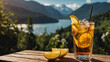 © Shinso_Hajime - Iced Lemon Tea with Mountain View Background